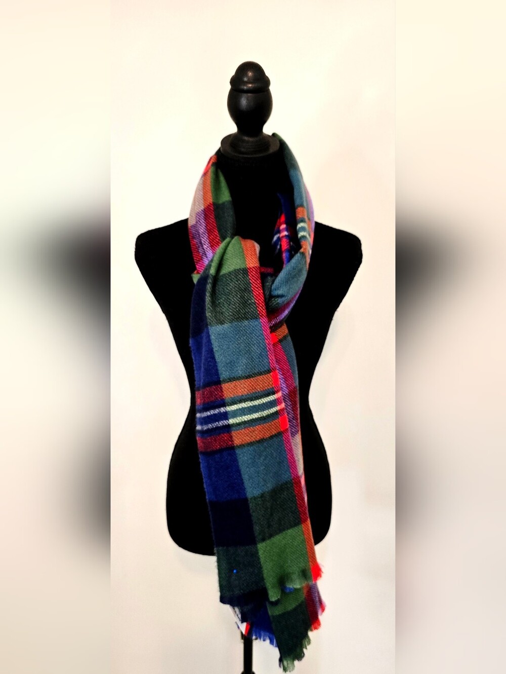 Old Navy Plaid Blanket Scarf Oversized Tartan Wrap Colorful Cozy Winter Gift